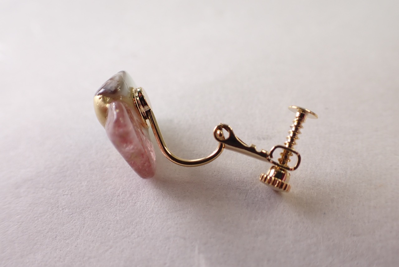 金継ぎイヤリング(ラリマー×ピンクエピドート)   [C2‐274]