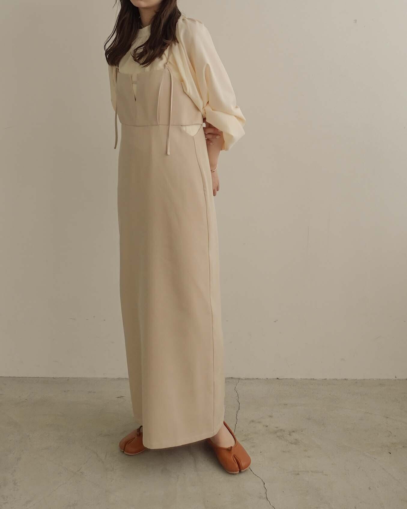 新品 alumu linen gather camisole onepiece