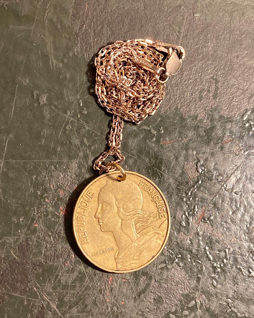 1970's France 20 Centimes Coin Necklace