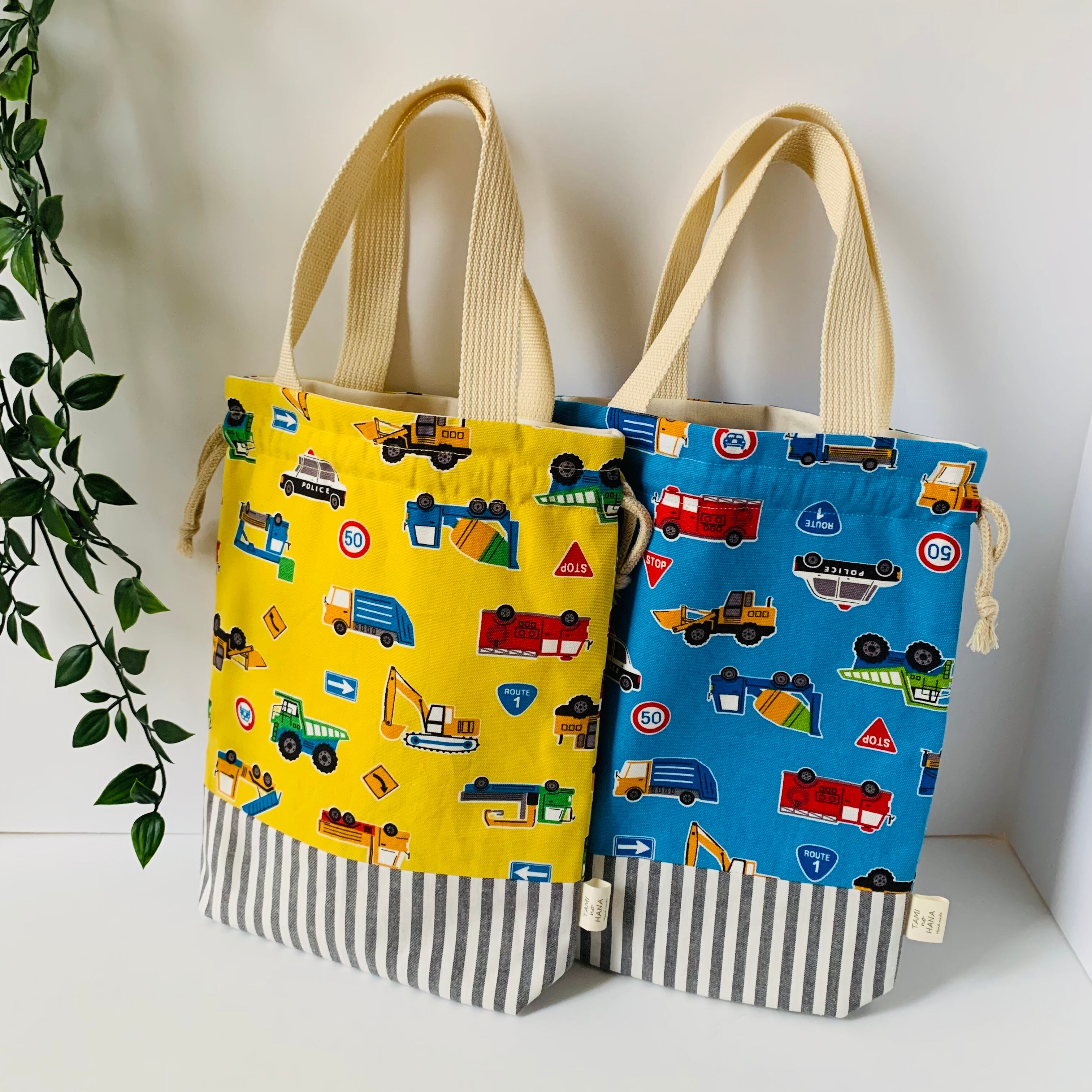 巾着袋L 『働く車』