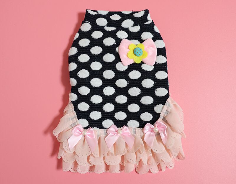 水玉ワンピース XS ~ 2XL 2color / 犬服 ワンピース 犬の服 秋冬 小型犬 中型犬 大型犬 ドッグウェア