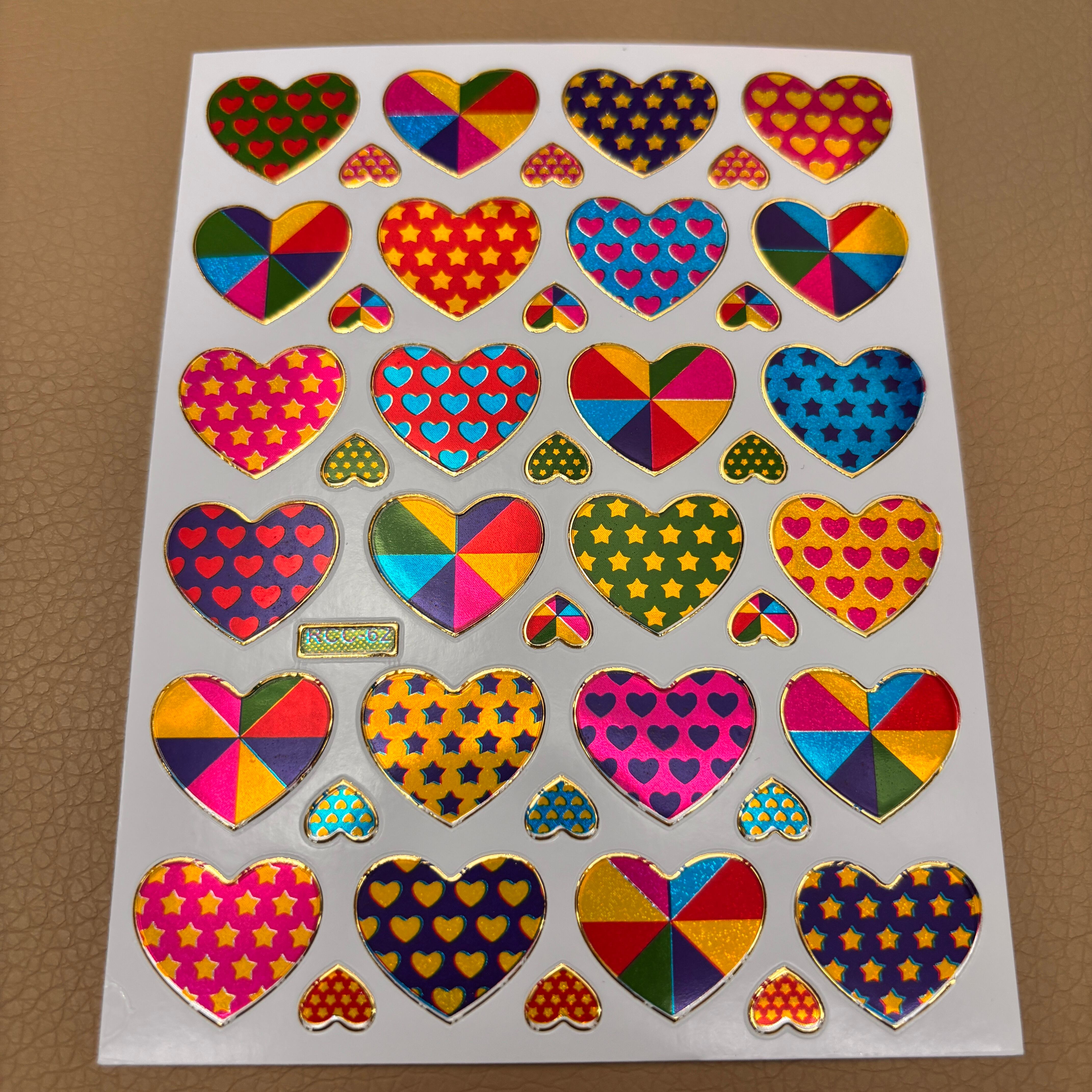 114 ハートの中にハートや星 レトロキラキラシール RCC-62 VCS01