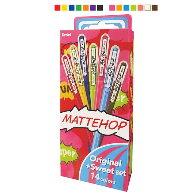 ぺんてる Pentel マットホップ オリジナル+スイート 14色セット ボールペン K110-V14ST