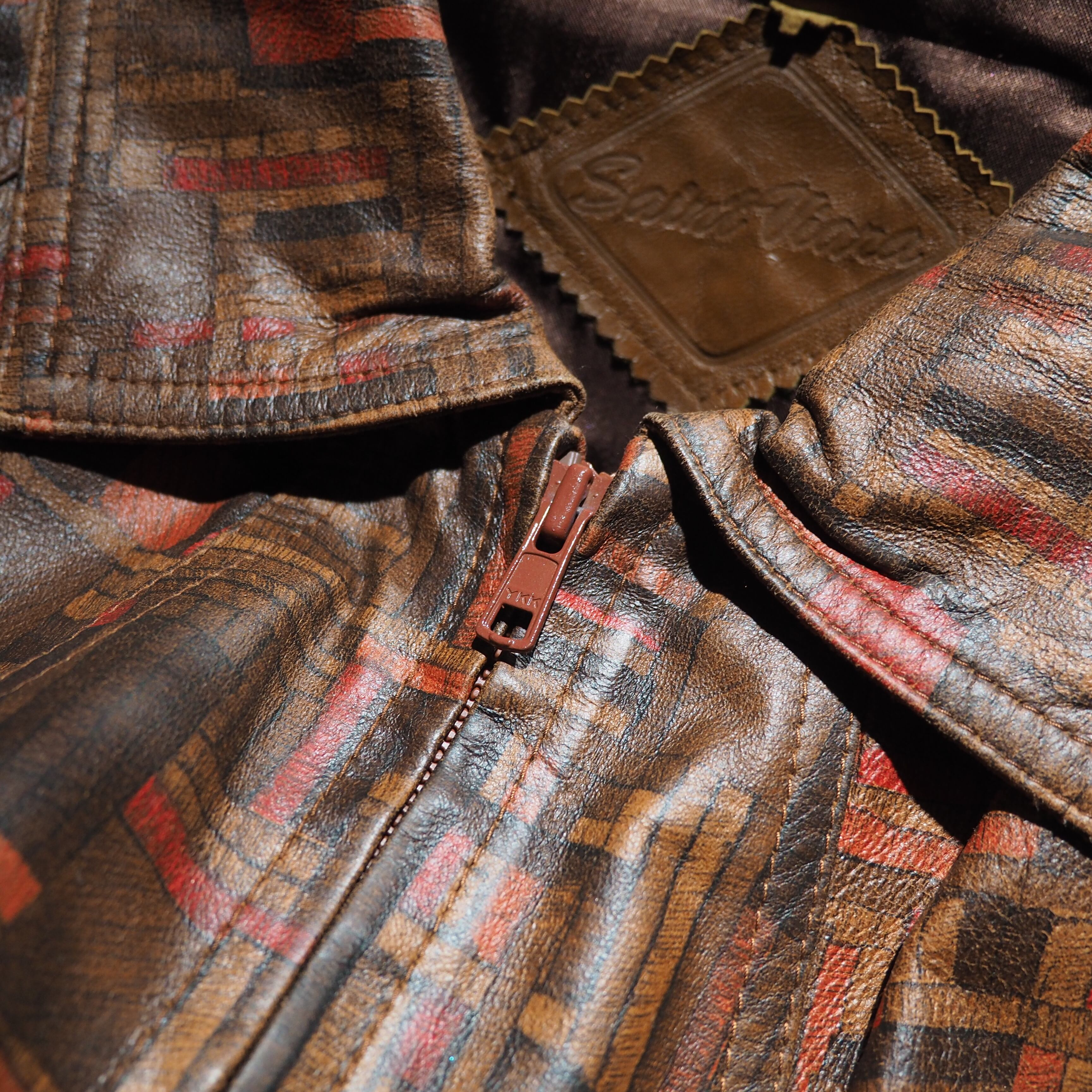 " Special " Geometric full pattern Design sheep leather jacket