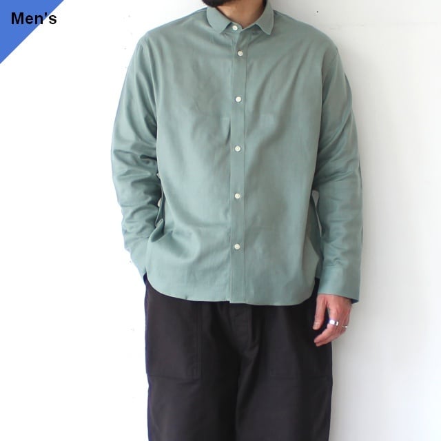 weac. NOKAMIKUN 綿麻レギュラーカラーシャツ (Green)