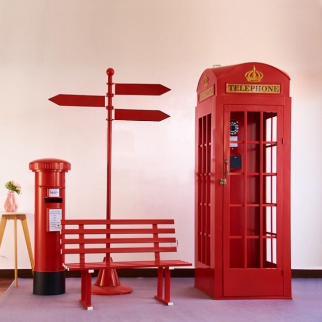 電話ボックス テレフォン 大型オブジェ おしゃれ かわいい ヨーロッパ インテリア 屋内 屋外 庭 ディスプレイ ボックスのみ 赤 レッド カラーバリエーション５色