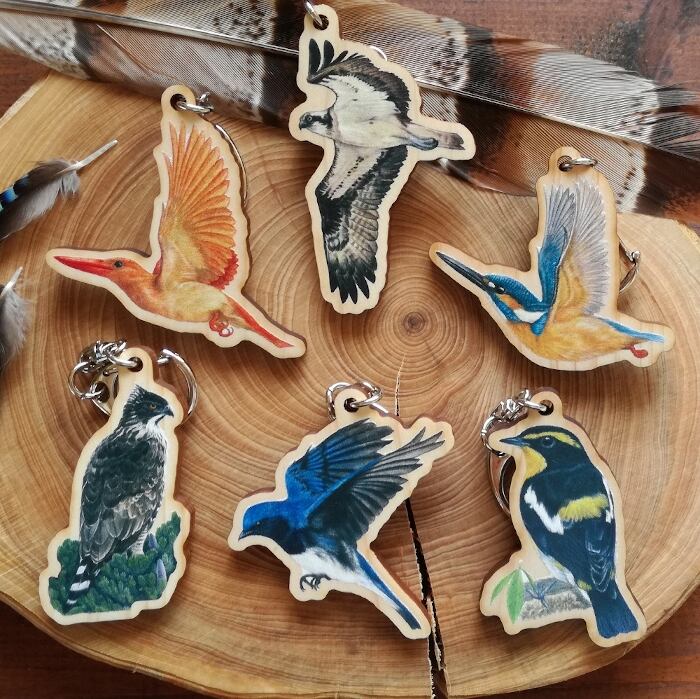 野鳥ウッドキーホルダー | 森の工房ばんどり