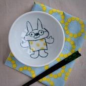 村田菜穂美作　子供用めし碗　「うさちゃんめがね」【大】　［2104130000881］