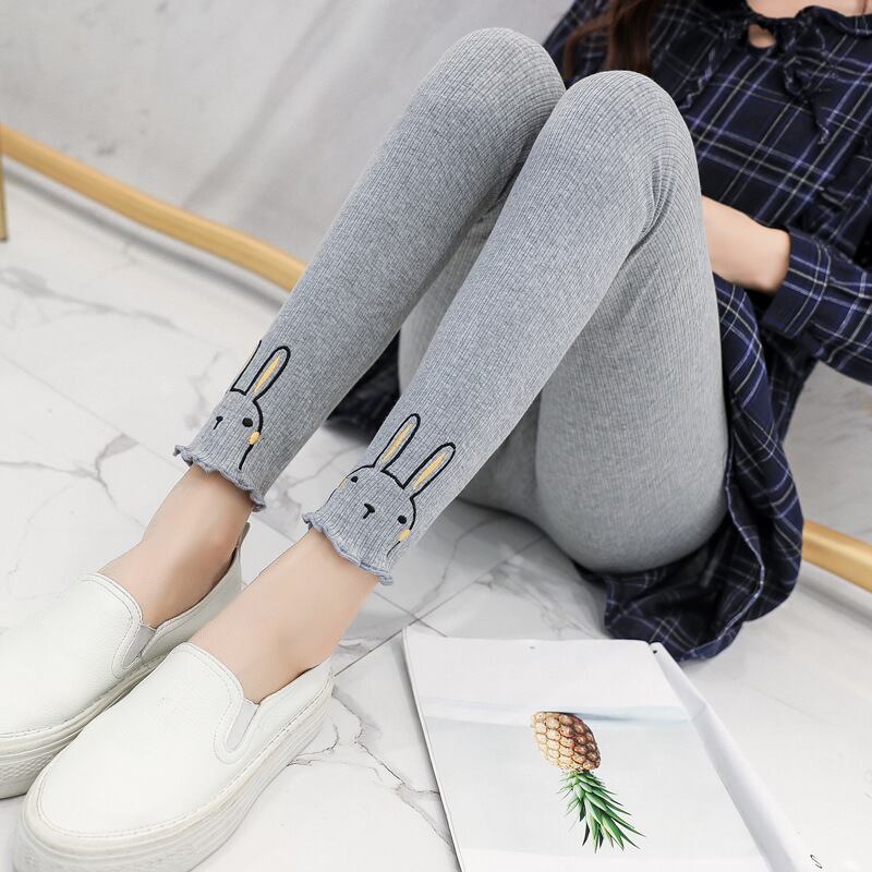 【新作】【送料無料】 マタニティウェア2019春秋新マタニティレギンスファッションリブ付き子猫ストレッチマタニティベリーリフトパンツ スプリング 春物 オータム 秋物 expec248371953936