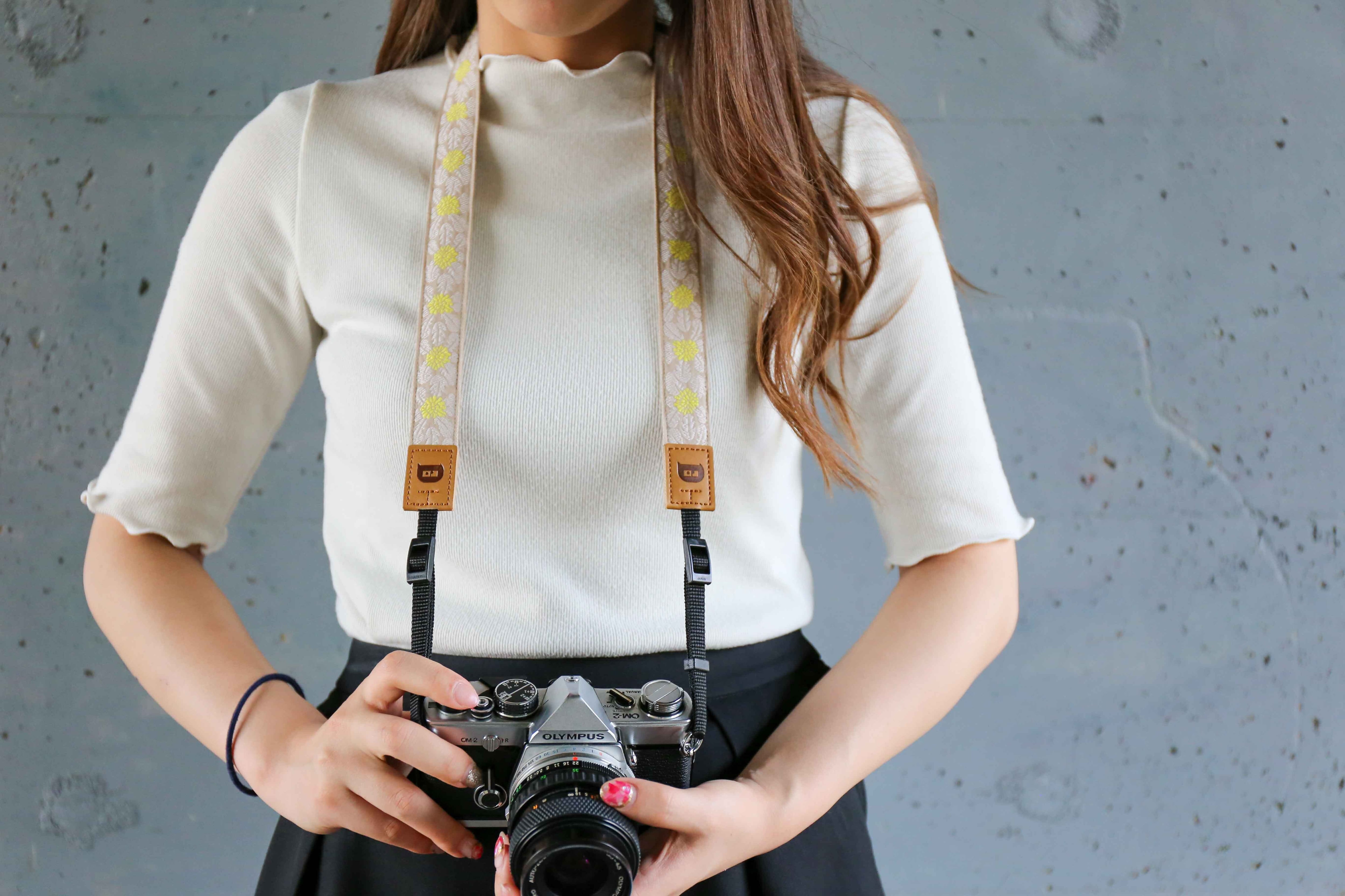 全5色 たんぽぽ柄 オリボンカメラストラップ | レピヤンリボン