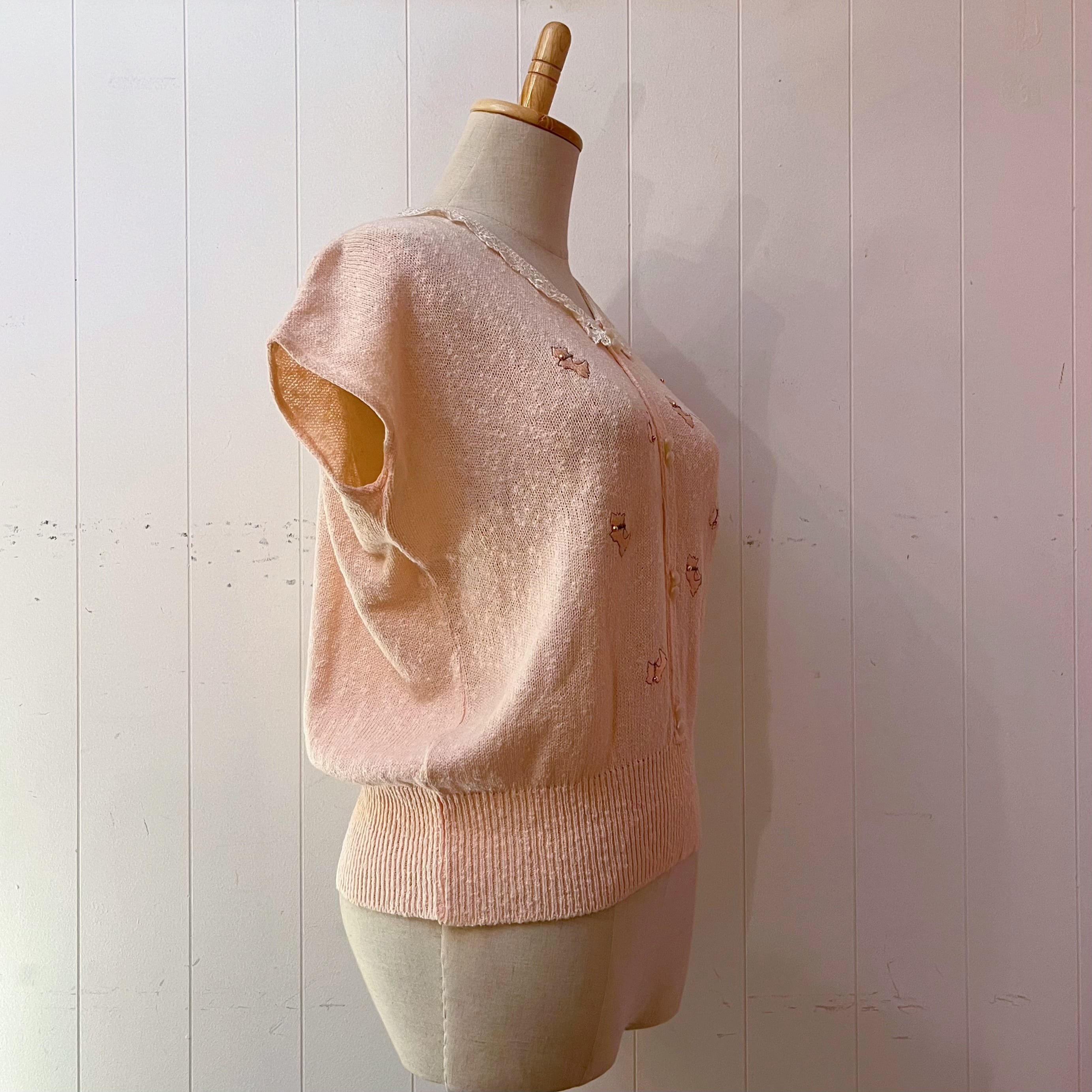 pink terrier lace collar summer knit