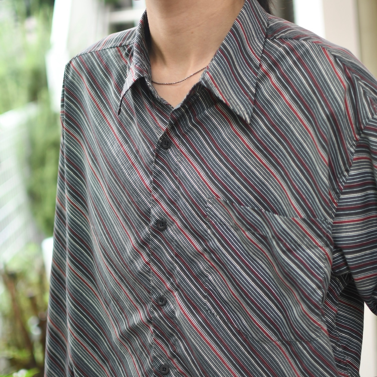 smooth cloth multi diagonal stripe shirt