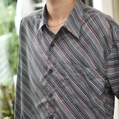 smooth cloth multi diagonal stripe shirt