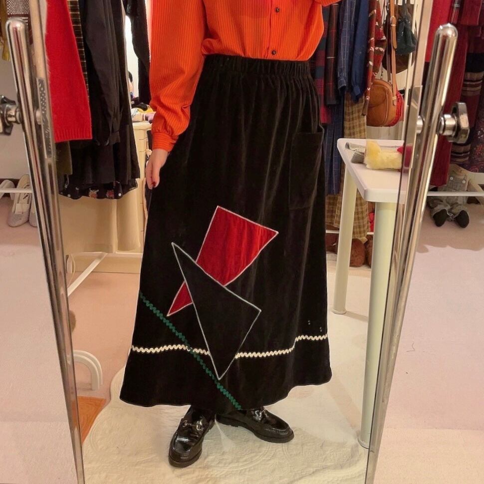 black velours △ patchwork skirt