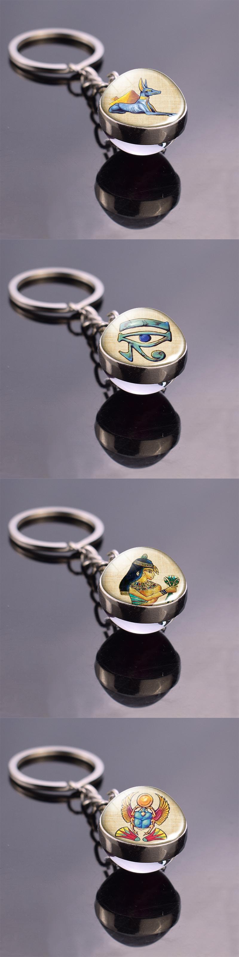 送料無料 古代エジプトのキーホルダーAnkhGlボールキーチェーン