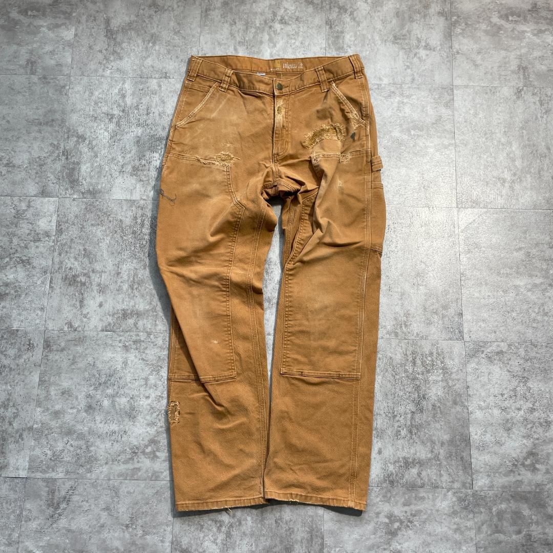 10s ブラウン ダブルニー カーハート Carhartt 34×32 | ib2