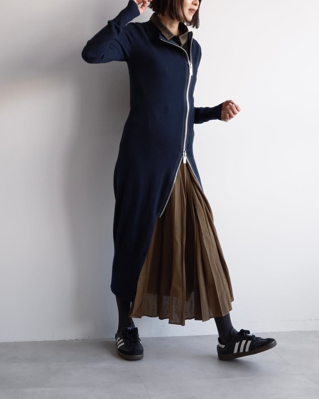 sacai SUITING MIX LAYERED KNIT DRESS | dear closet