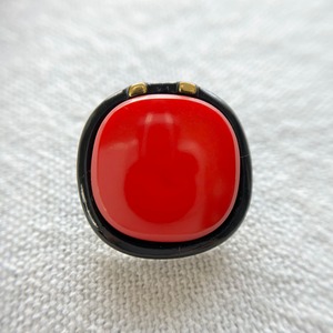 ●『2個セット』スクエア レッドマーブル×ブラック 22.5㎜