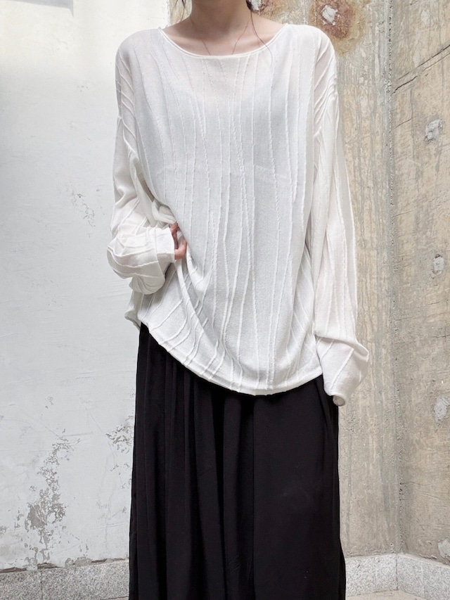 Minimalist sheer pleated long sleeve shirt [T2843]