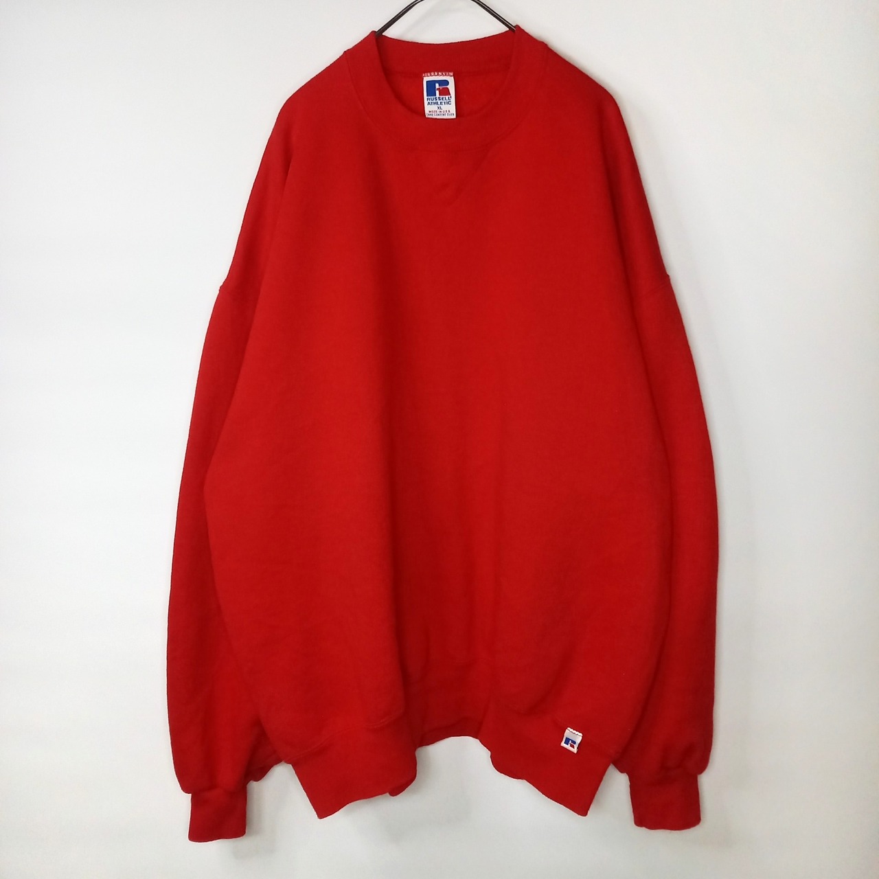 90s　アメリカ製　ラッセル　スウェット　トレーナー　無地　ガゼット　レッド　XL