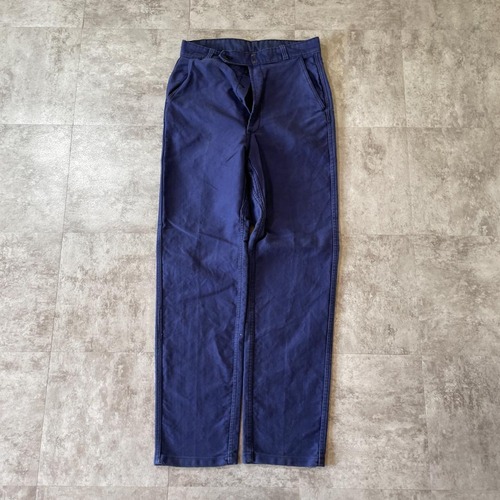 50-60s フレンチワーク モールスキン ブルー パンツ W30