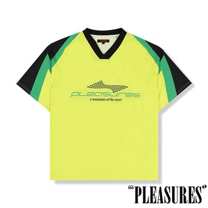 【PLEASURES/プレジャーズ】MIND SOCCER JERSEY Tシャツ / LIME / SP24-12063