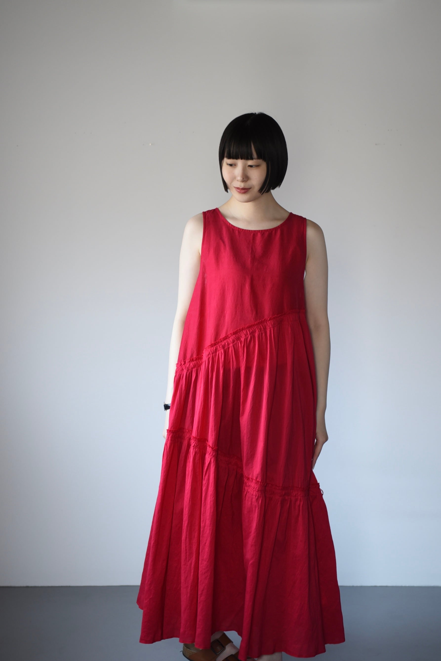 quitan ｜kadhiコットンシルクワンピース｜レッド | 岡の oka no