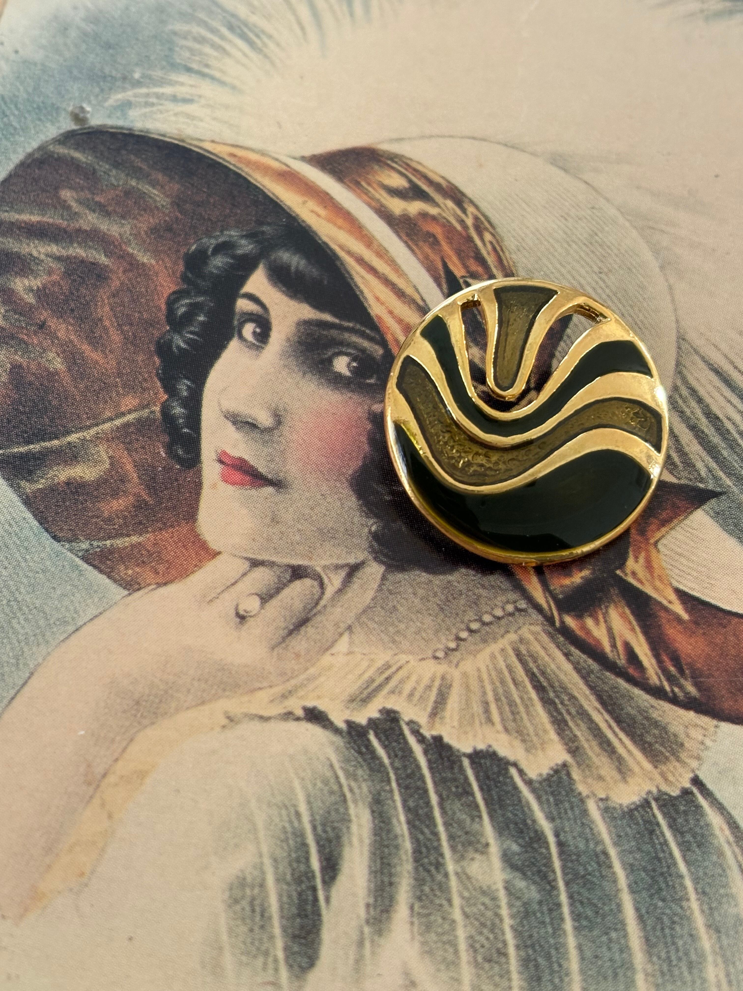 20mm Japanese ヴィンテージボタン メタル ブラウン×ゴールド 透かし アクセサリーパーツ 装飾材