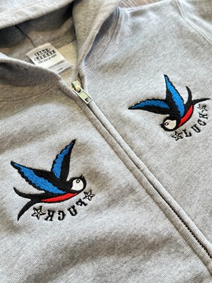 Embroidery Swallow Tattoo ZIP PARKA for KIDS