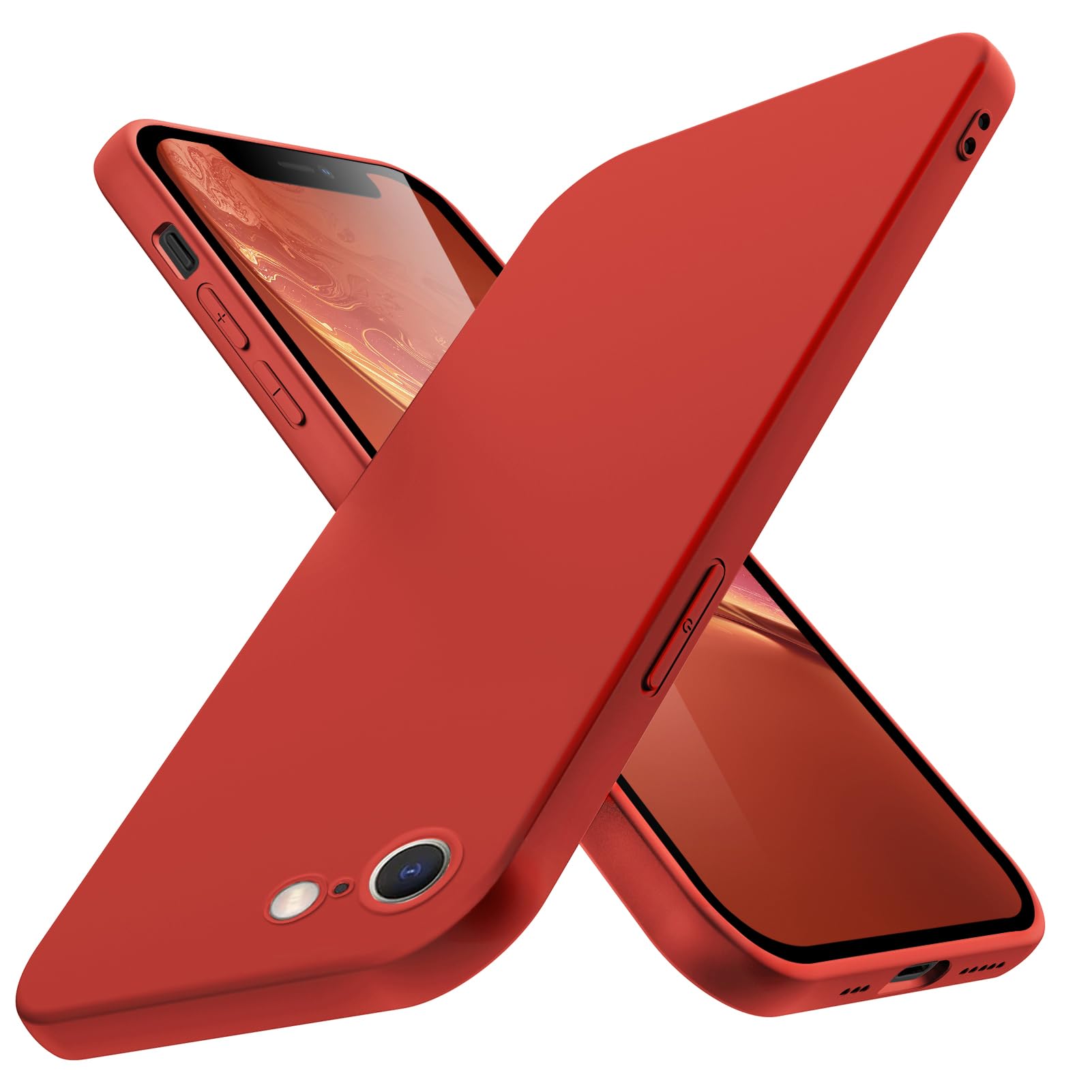 TLOMPLO 対応 iPhone SE3 8/7/se2/se3 ケース シリコン 薄型 スリム 磨り表面 指紋防止カバー 赤