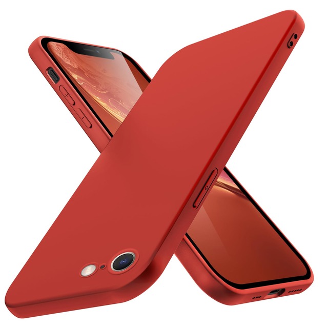 TLOMPLO 対応 iPhone SE3 8/7/se2/se3 ケース シリコン 薄型 スリム 磨り表面 指紋防止カバー 赤