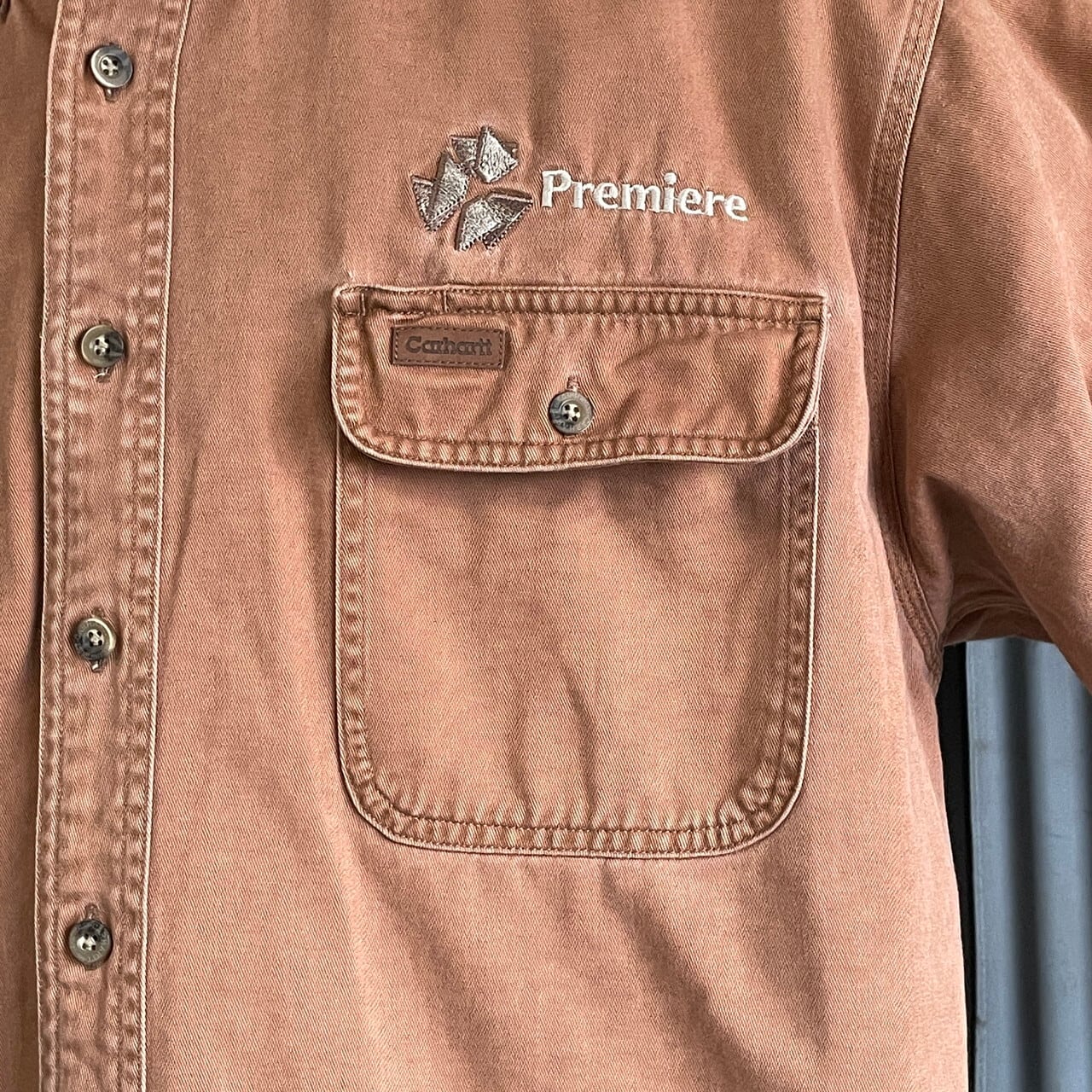 Carhartt カーハート 企業ロゴ刺繍 コットンツイル ワークシャツ ...