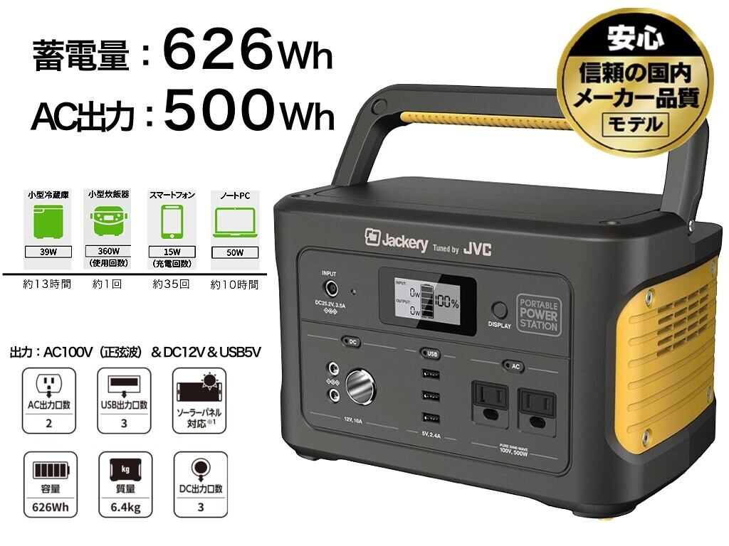 JVCポータブル電源 626Wh | Tokyo Energy Design Web Store