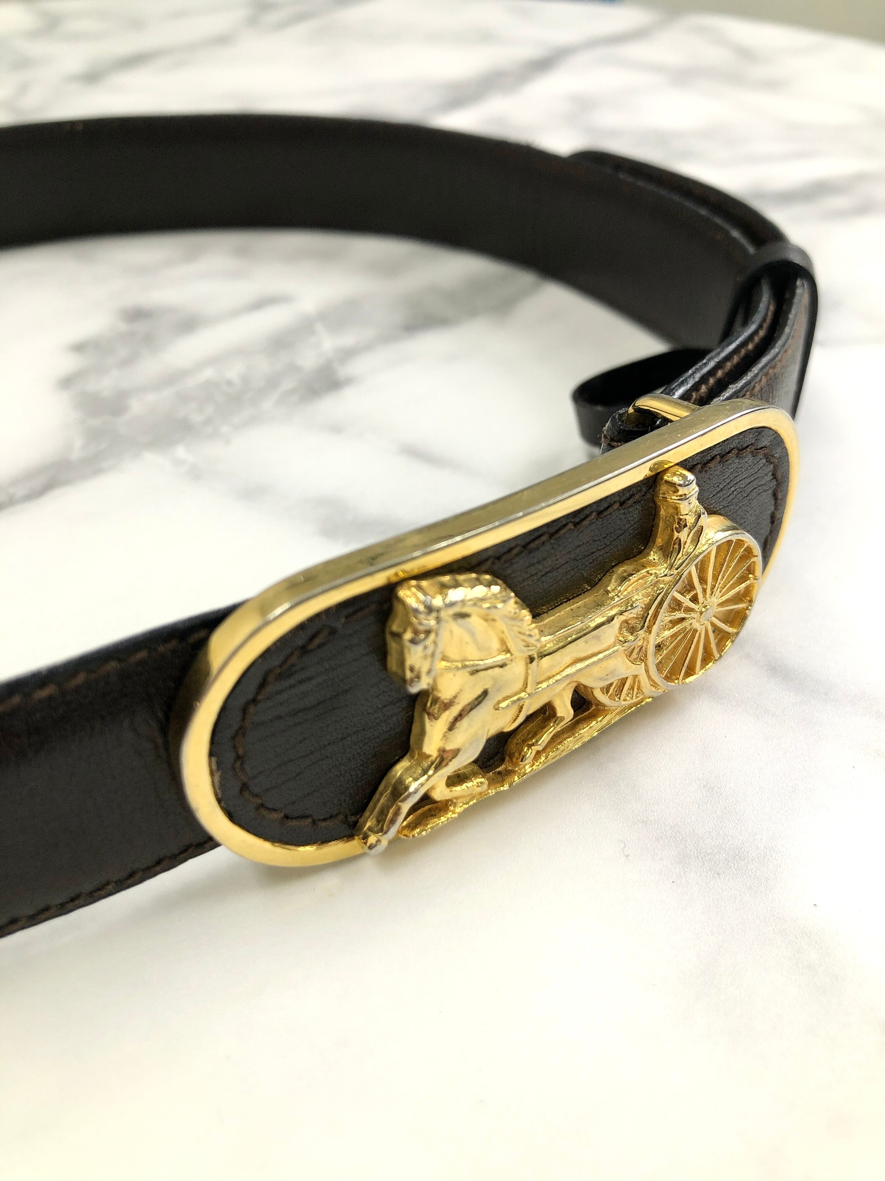 CELINE セリーヌ 馬車 ホースキャリッジ レザー ベルト ブラック