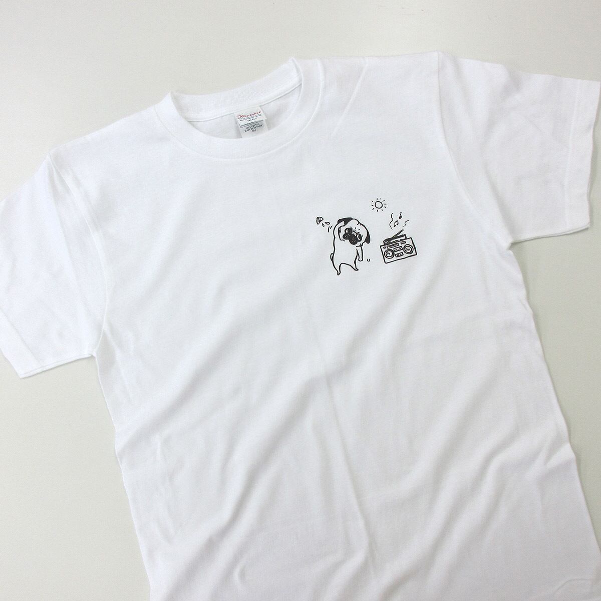 ラジオ体操 パグ Tシャツ dog60 犬 ブヒ パグ 好き 服 ゆるい イラスト