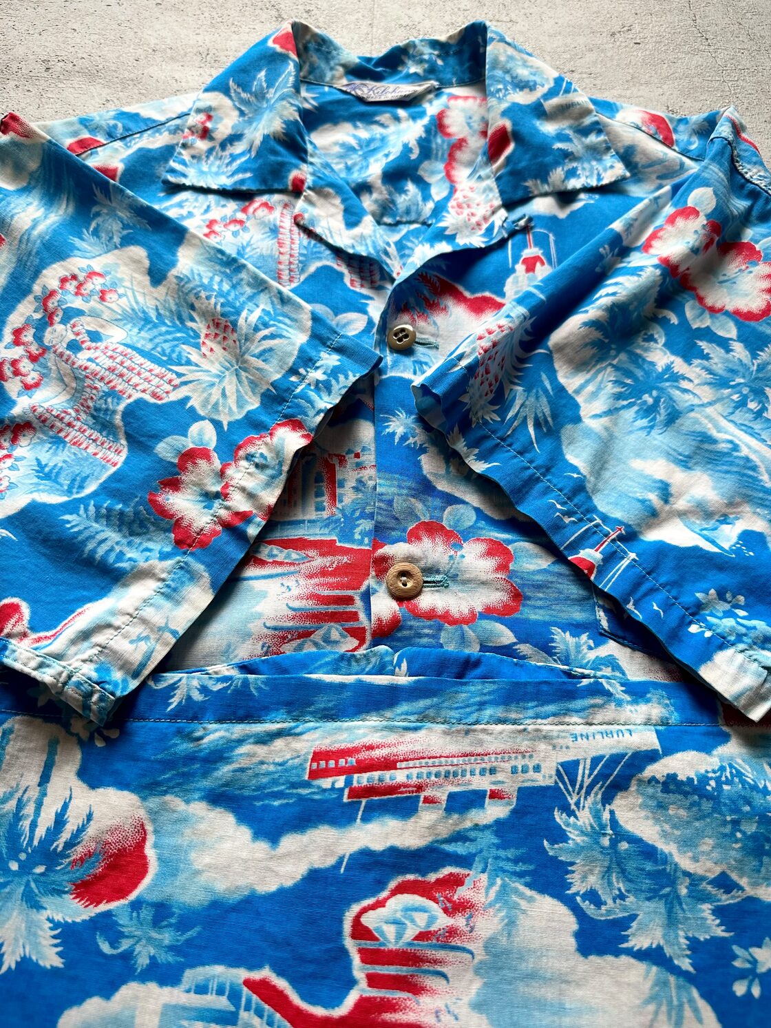 50s HAWAII製 KILOHANA - LURLINE MATSON TROPICAL HAWAIIAN SHIRT OLD 