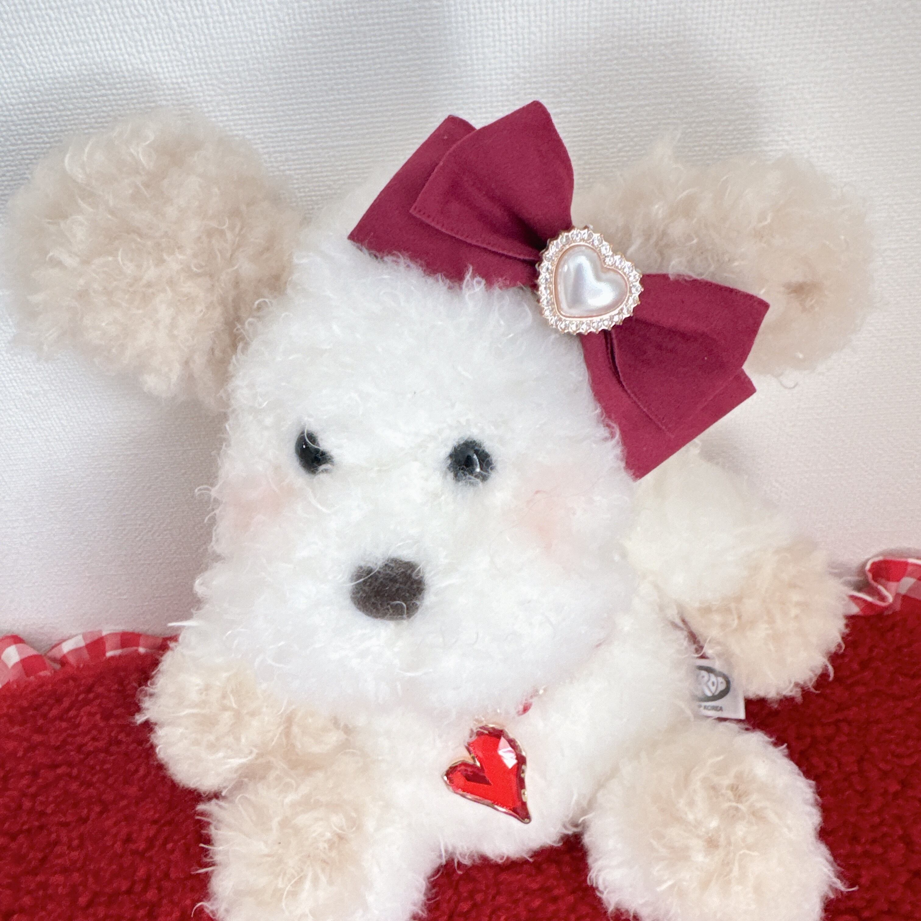 ハートビジュスウェード調リボンヘアバンド（後ろ支え付き）