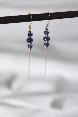 K18 Blue Sapphire Chain Earrings 18金ブルーサファイアチェーンピアス/イヤリング