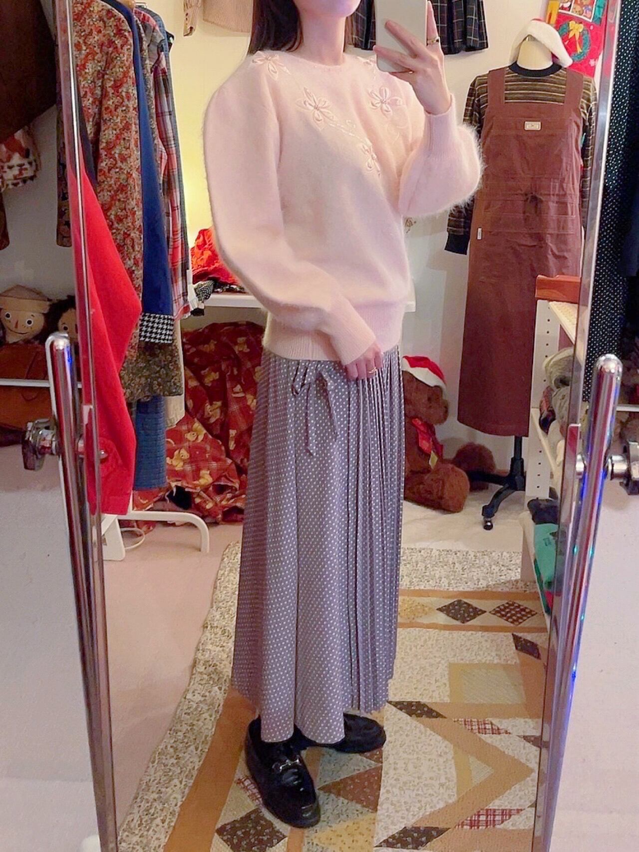 flower beads pink knit sweater