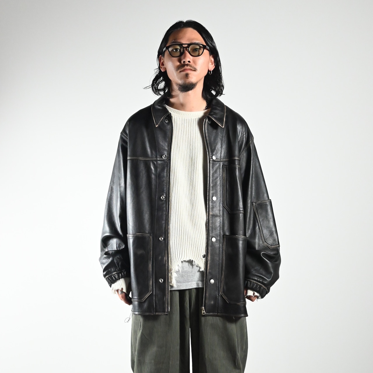 barbell object(バーベルオブジェクト)leather coverallコーディネート
