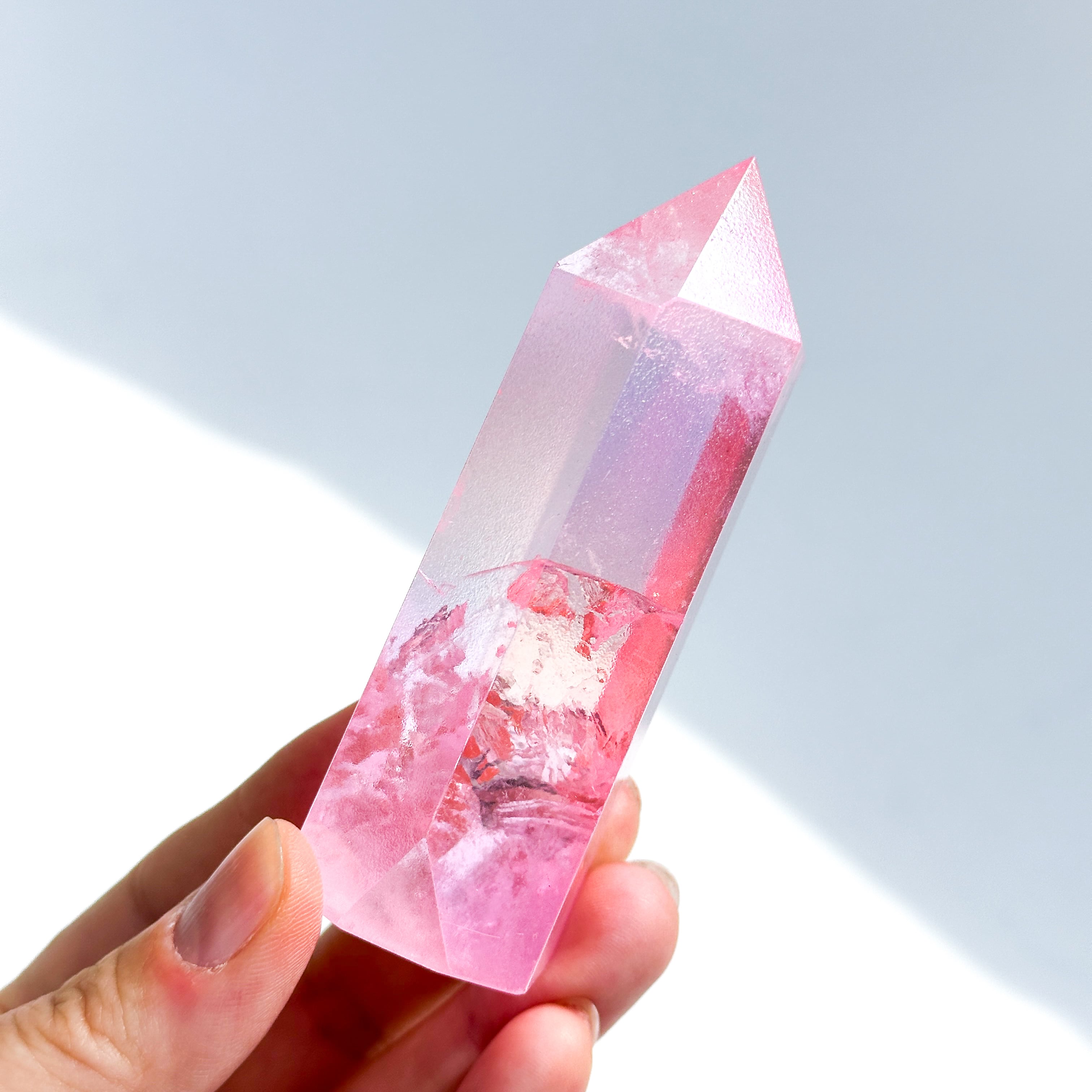 天然石　ピンククォーツ　タワー　15センチほど ピンクオーラクォーツ タワー52◇ Pink Aura Quartz ◇天然石・鉱物