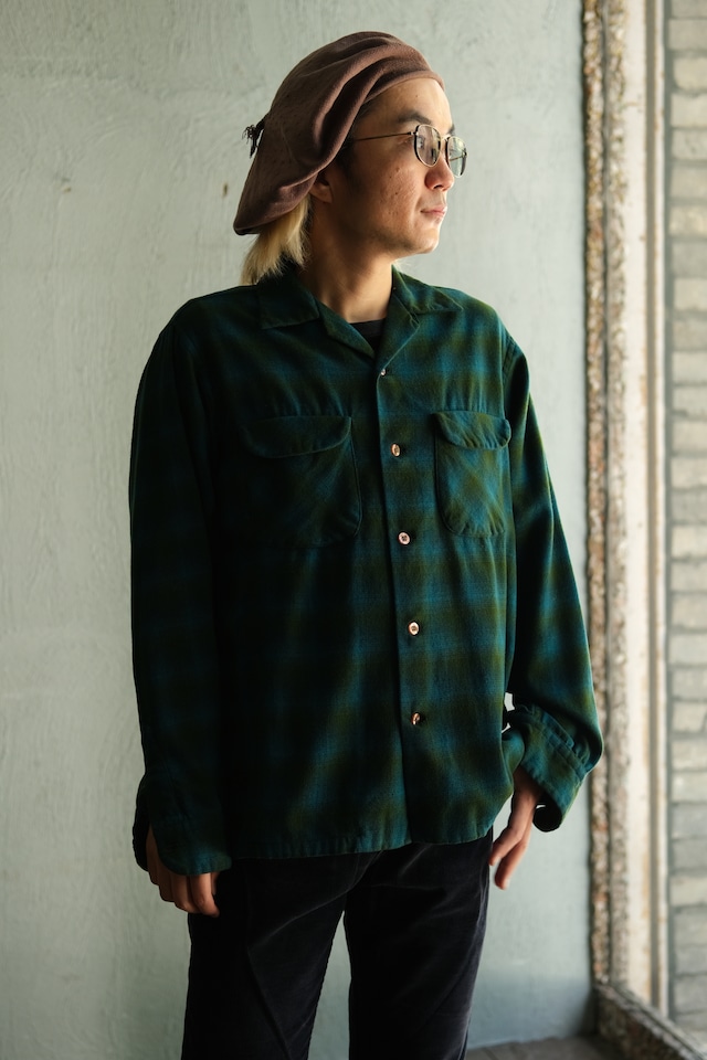 Utah/70's "PENDLETON" ombre check shirt