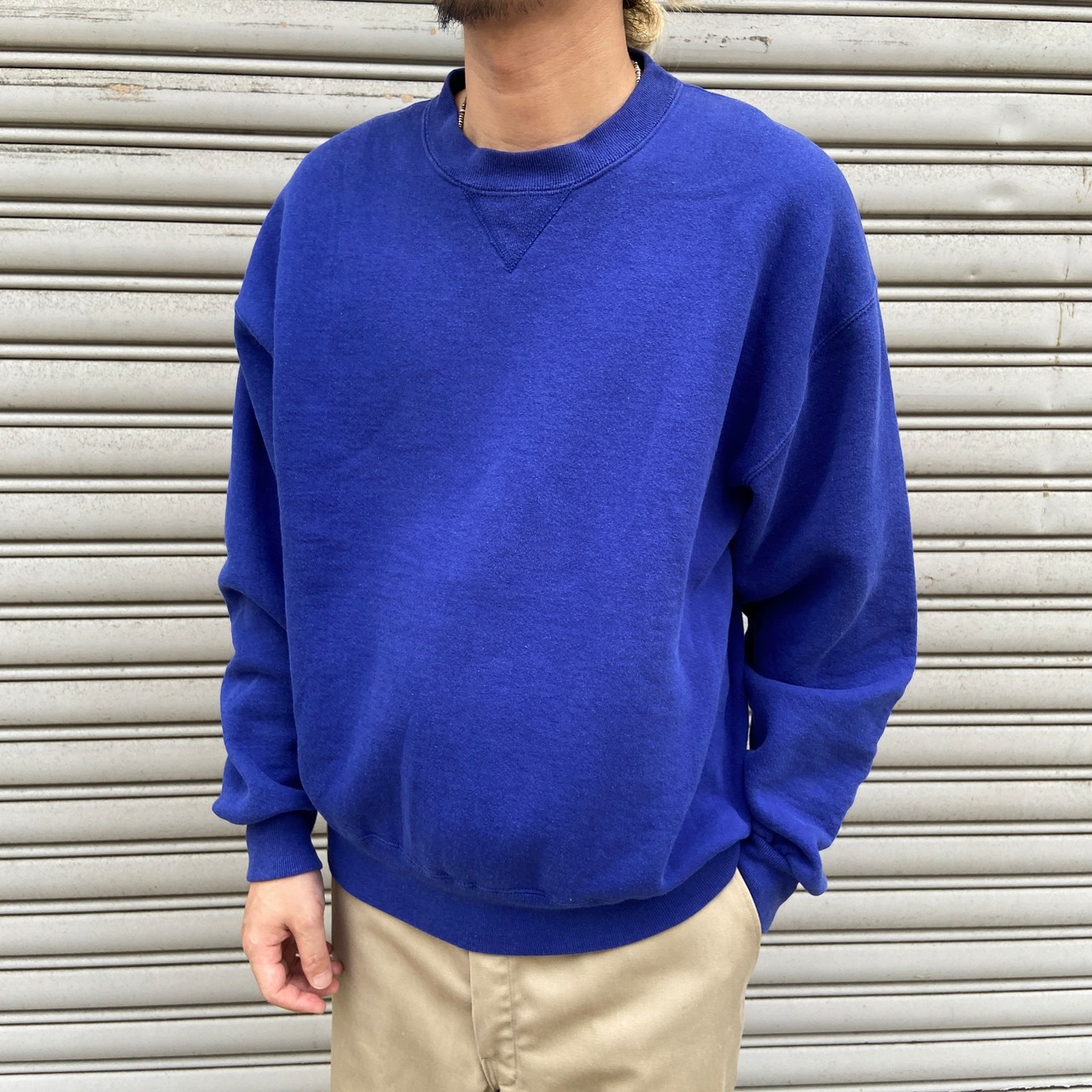RUSSEL ATHLETIC ラッセル　前V ブランクスウェット　L ブルー系