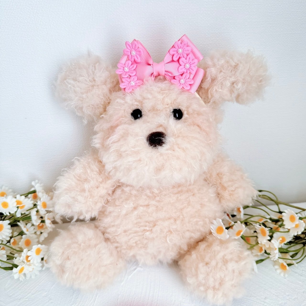 小花リボンヘアバンド（後ろ支え付き）