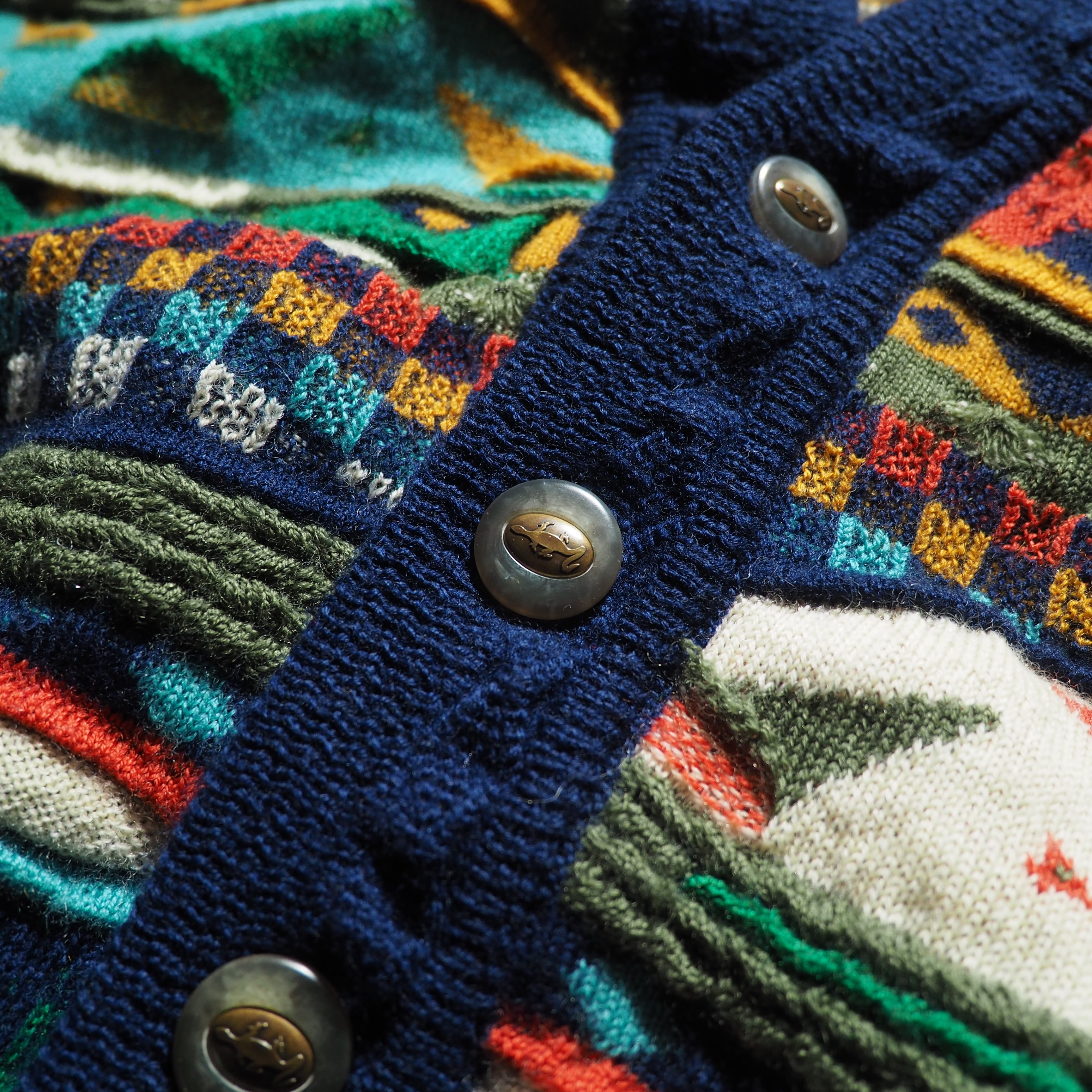 1990s ” 極彩色 ” Beautiful color Weaving 3D knit cardigan (made in Australia)