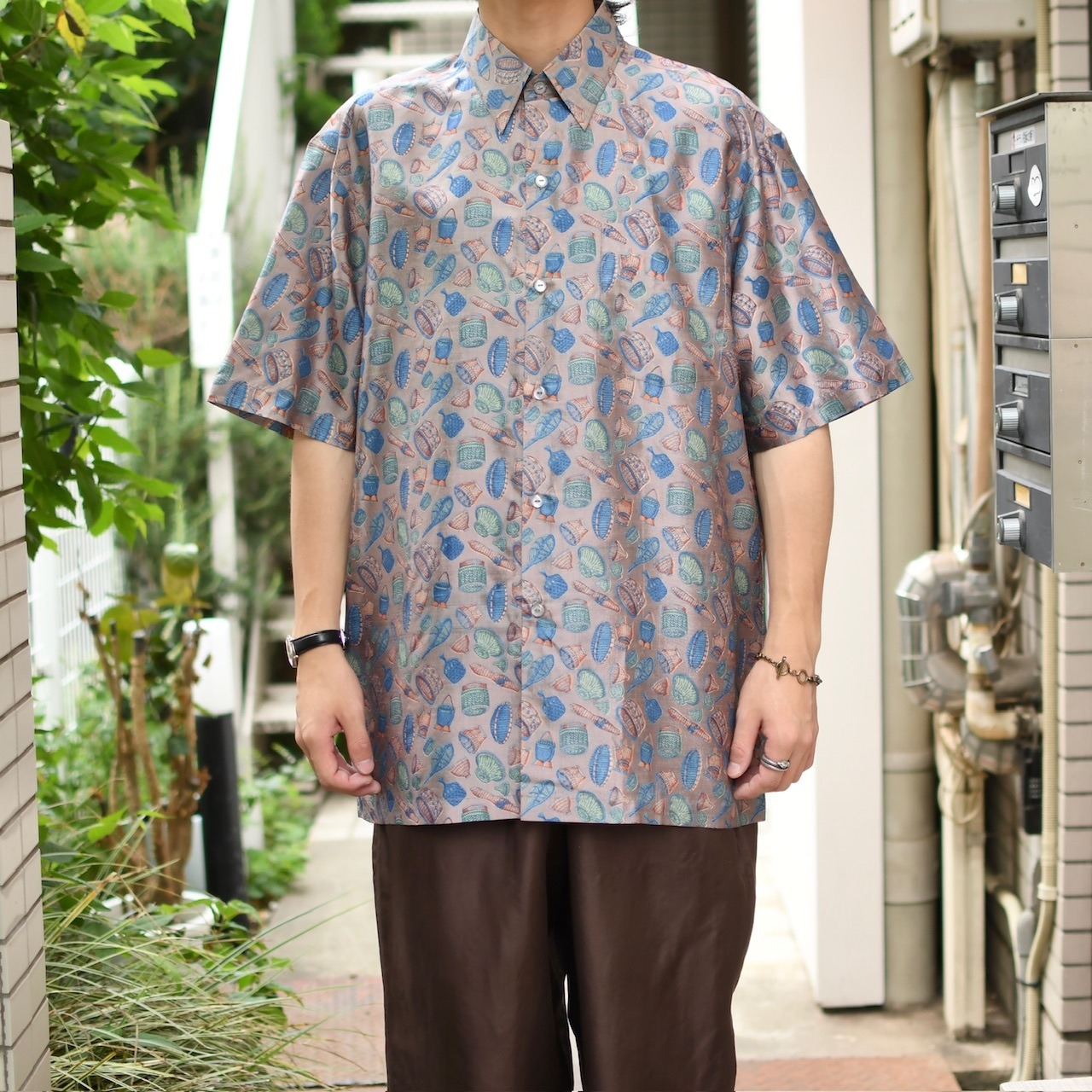 various basket pattern Thai silk shirt
