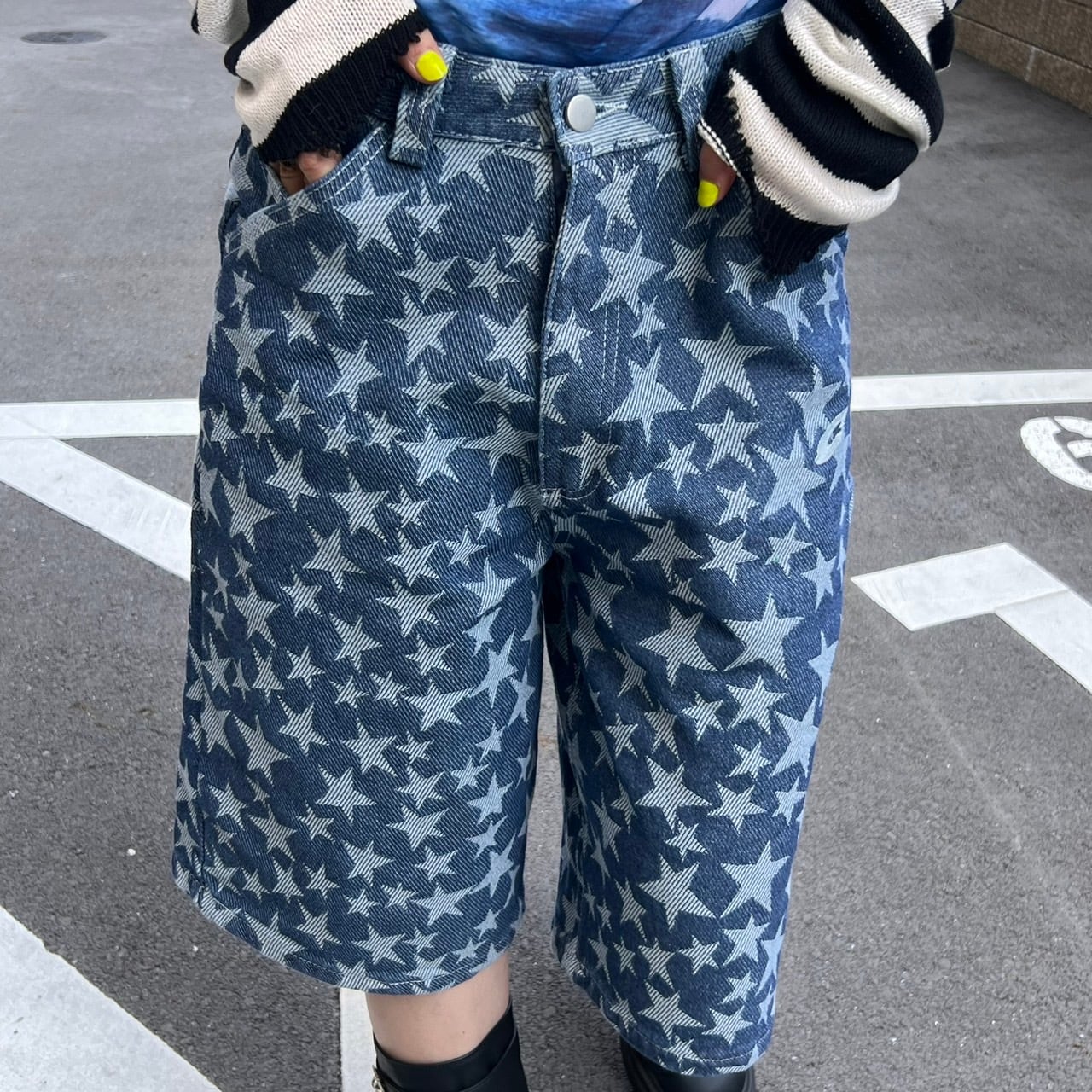 【美品】Y’s ランダムステッチハーフパンツ 美品】Y's ランダムステッチハーフパンツ 美品】Y's ランダム
