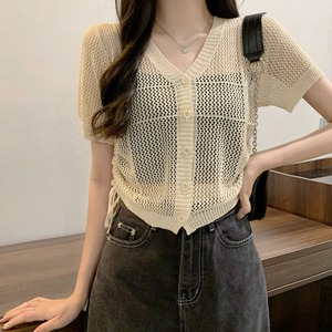 メッシュ ニット カーディガン レディース 春夏秋 韓国 透かし編み きれいめ 大人 かわいい トップス 羽織り おしゃれ 重ね着 Vネック ゆったり 肌見せ 大人可愛い 大人女子