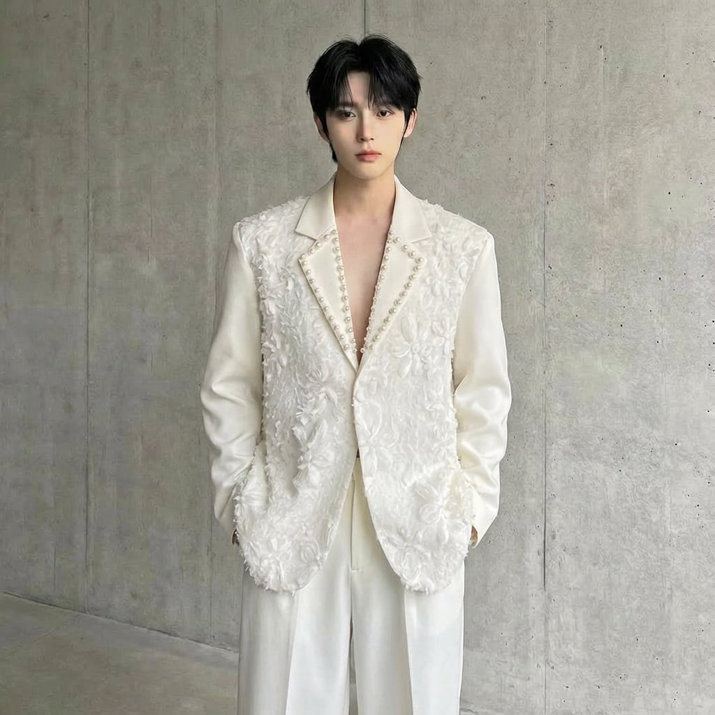 パール刺繍 立体ジャカードジャケット 2カラー D11502