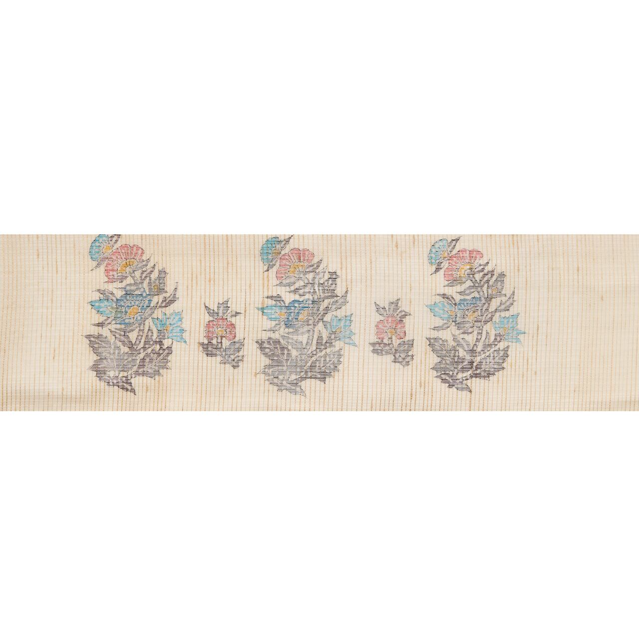ペルシャ花文 木版更紗 紬紗夏名古屋帯 作家物【未着用品】 | かわの屋